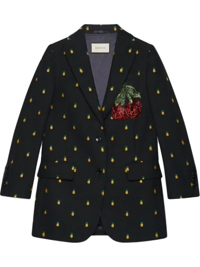 Gucci Pineapple Fil Coupé Wool Jacket In Black