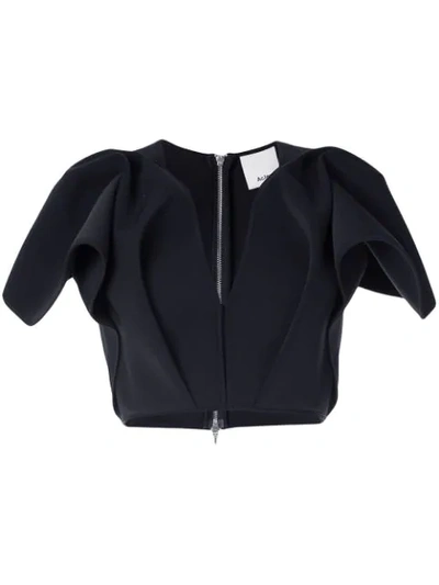 Acler Crawford Cropped Crepe De Chine Top In Ink