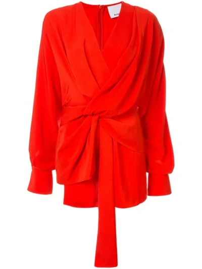 Acler Jenkins Draped Chiffon Top In Red