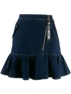 LOVE MOSCHINO RUFFLED HEM DENIM SKIRT