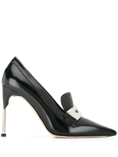 Alexander Mcqueen Pointed Toe Moccasin-style Pumps In Black/silver