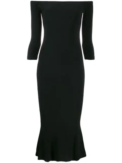 Norma Kamali Off The Shoulder Shirred Waist Dress In Black