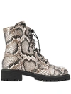 Giuseppe Zanotti Python-embossed Leather Combat Boots In Neutrals