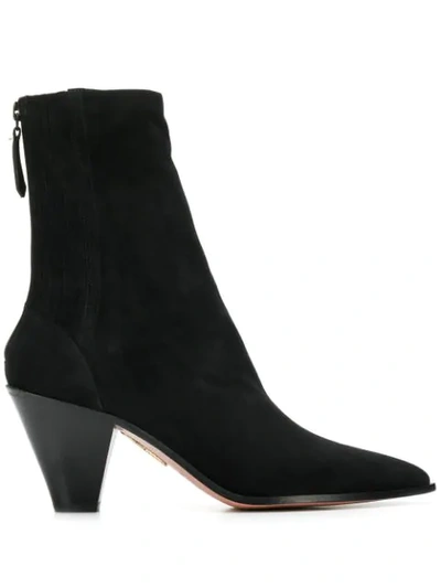 Aquazzura Black Suede Saint Honore Ankle Boots