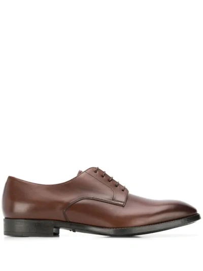 Giorgio Armani Men's Calf Leather Derby Shoes In Brown