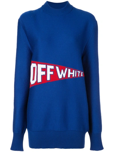 Off-white Stretch Wool Blend Sweater In Blue