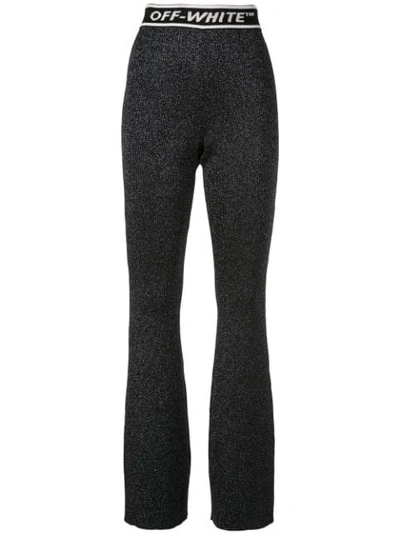 Off-white Knitted High-waist Flared Trousers In Black