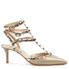 VALENTINO GARAVANI CHAMPAGNE METALLIC LEATHER DÉCOLLETÉ,10990877