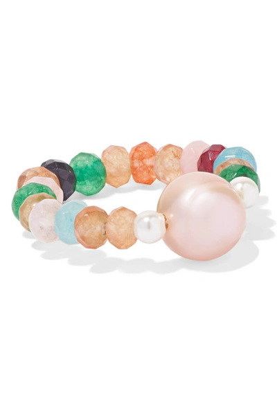 Anissa Kermiche Couleur Caviar Pearl And Agate Ring In Gold