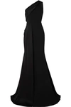 ALEX PERRY HOLLIS ONE-SHOULDER DRAPED CREPE AND SATIN GOWN