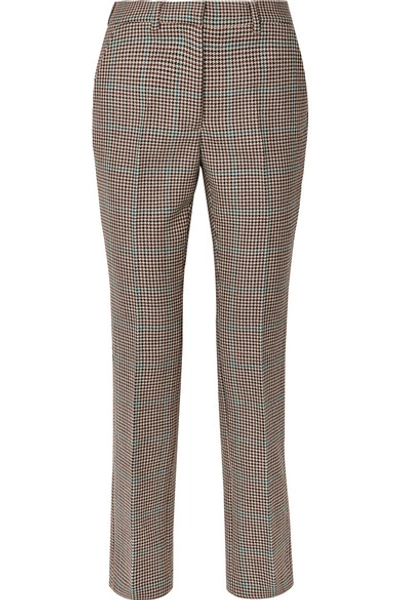 Off-white Checkered Tailored Straight Leg Trousers In Brown