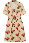 ADAM LIPPES FLORAL-PRINT BELTED COTTON-TWILL DRESS