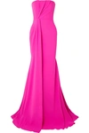 ALEX PERRY GARNET STRAPLESS DRAPED CREPE AND SATIN GOWN