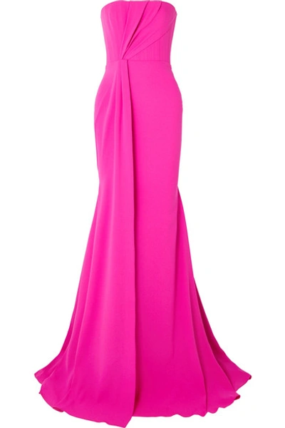 Alex Perry Garnet Strapless Draped Crepe And Satin Gown In Pink