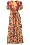 Saloni Lea Floral-print Silk Crepe De Chine Maxi Dress In Red