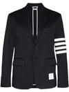 Thom Browne Unconstructed 4-bar Single-breasted Blazer In Blue