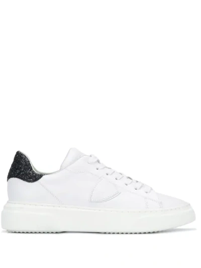 Philippe Model Temple Sneakers In Leather With Contrasting Heel Tab In White