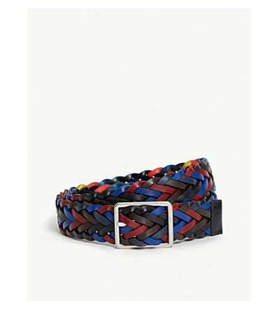 Paul Smith Accessories Reversible Plaited Leather Belt In Multi