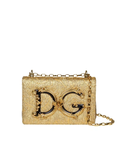 Dolce & Gabbana Dg Girls Shoulder Bag In Nappa Covered With A Baroque Reason