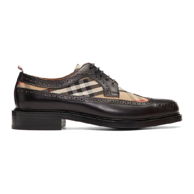 Burberry Brogue Detail Leather And Vintage Check Derby Shoes - 黑色 In Black
