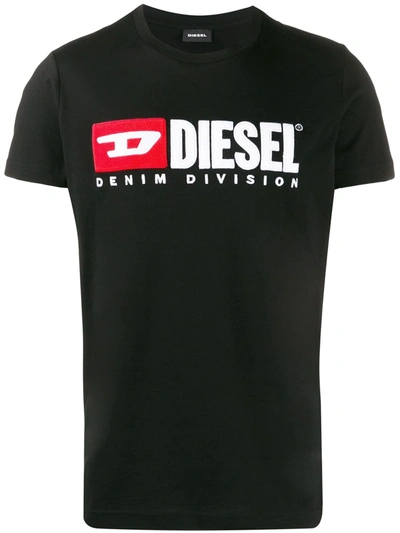 Diesel Embroidered-logo Cotton T-shirt In Black