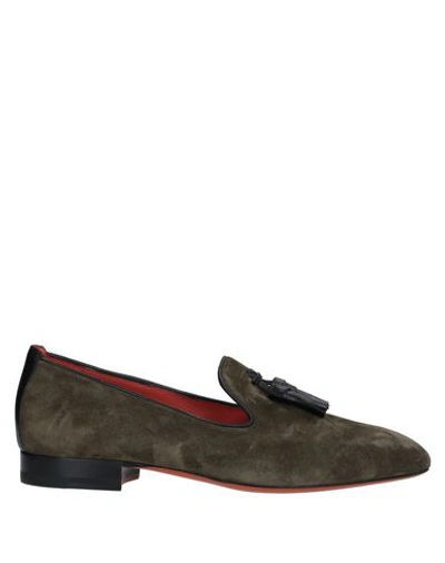 Santoni Loafers In Military Green