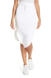 FRANK & EILEEN TIE WAIST FLEECE SKIRT,LAB617-WHT