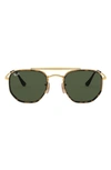 Ray Ban Ray-ban Unisex Brow Bar Aviator Sunglasses, 52mm In Gold/ Green Solid