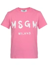 Msgm Pink Cotton T-shirt In Fuchsia