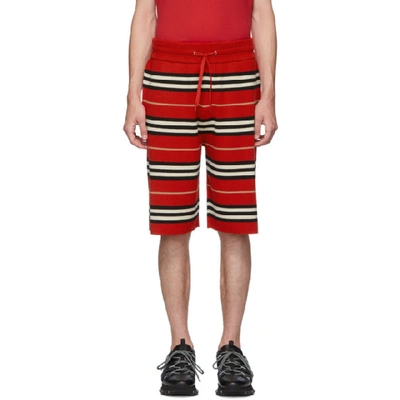 Burberry Merino Wool Jacquard Knit Shorts In Red