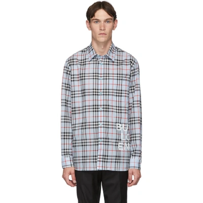 Burberry Blue Vintage Check Oversized Sandor Shirt In Pale Blue