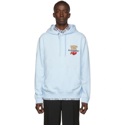 Burberry Harvey Logo Hooded Sweatshirt In Light Blue