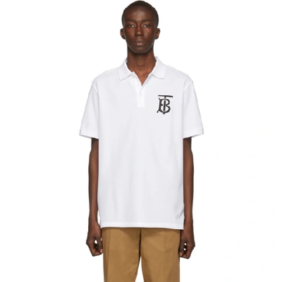 Burberry Winford Logo-embroidered Cotton-pique Polo Shirt In White