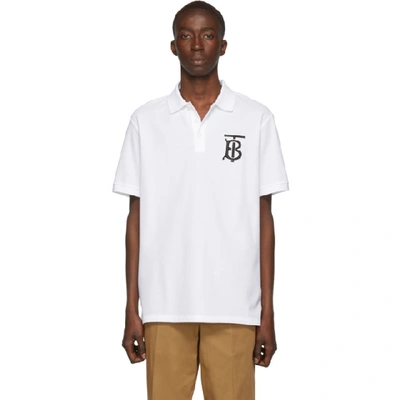 Burberry 经典标志珠地网眼棉polo衫 - 白色 In White