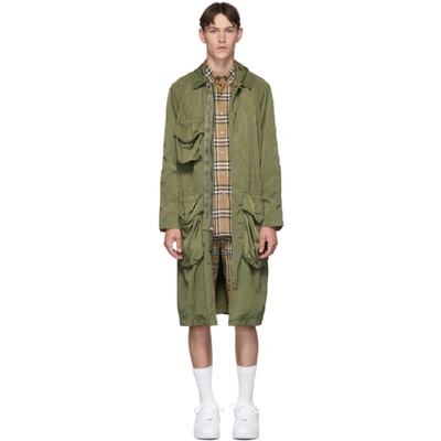 Burberry Thoresby Tech Trench Coat In Light Green