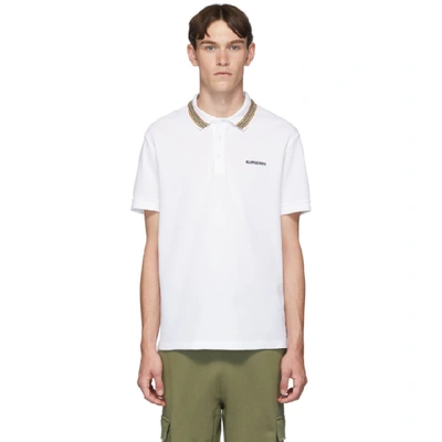 Burberry Icon Stripe Short-sleeved Polo Shirt In White