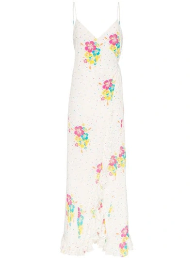 All Things Mochi Melani Floral-print Ruffle Wrap Dress In Multicolour