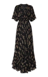 GIAMBATTISTA VALLI GATHERED FLORAL-PRINT SILK MAXI DRESS,764766