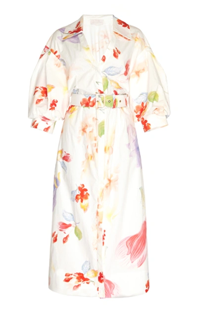 Peter Pilotto Floral Print Oversized Shirtdress In White