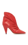 ISABEL MARANT LASTEEN RUCHED LEATHER ANKLE BOOTS,765094