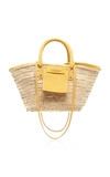 JACQUEMUS LE PANIER SOLEIL SUEDE-TRIMMED STRAW TOTE,765154