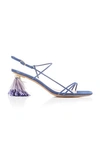 JACQUEMUS RAPHIA EMBELLISHED STRAPPY SUEDE SANDALS,765170