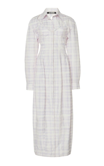Jacquemus La Dressing Gown Valensole Checked Midi Shirt Dress In Print
