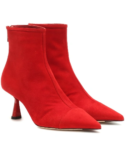 Jimmy Choo 65mm Kix Suede Ankle Boots In Red