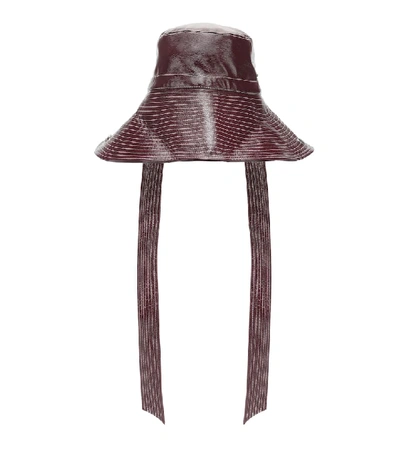 Ganni Port Royale Patent Bucket Hat In Burgundy