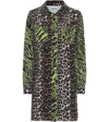 GANNI LEOPARD-PRINT DENIM SHIRT DRESS,P00399331