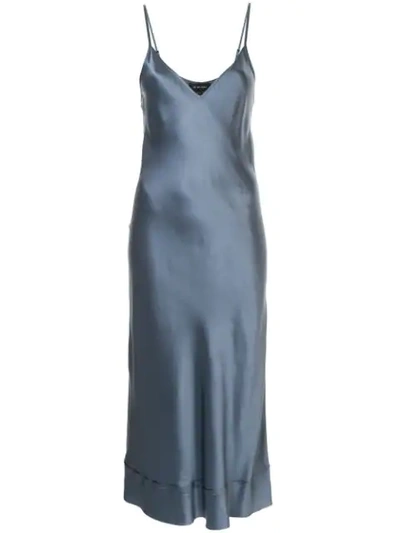 Lee Mathews Rose Silk-satin Slip Dress In Persian Blue