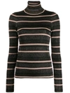 ULLA JOHNSON ULLA JOHNSON TURTLE-NECK STRIPED TOP - 大地色