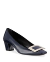Roger Vivier Belle Vivier Patent Leather 45mm Block-heel Pumps In Navy