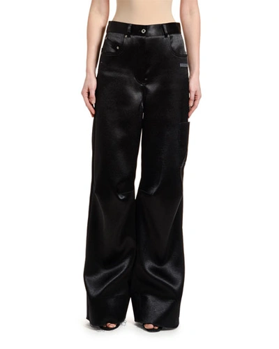 Off-white Oversized Tomboy Duchesse Trousers In Black
